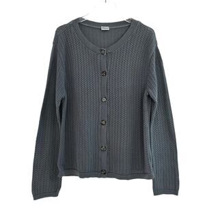 CP Shades Knit Cardigan Sweater Women Small Gray Button Front Cotton Minimalist
